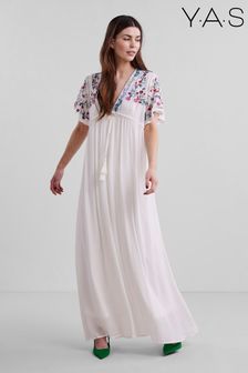 Y.A.S White Chella Embroidered Long Maxi Dress