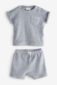 Towelling Baby T-Shirt And Shorts Co-ord Set