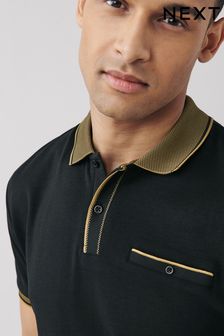 Black Smart Collar Polo Shirt (T38284) | £26