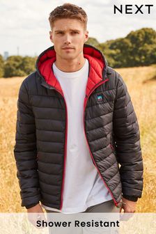 Navy Blue/Red Shower Resistant Lightweight Quilted Jacket (T38716) | £55