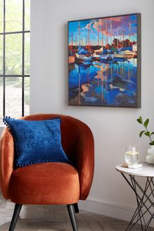 Blue Artist Collection 'Harbour Reflections' Landscape by Kevin Lowrey Framed Canvas Wall Art