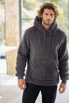 Men Fluffy Hoodie Casual Sweatshirt Zip Up Outerwear Pullover Warm Jumper Coat Jacket Blouse Hooded Tops 
