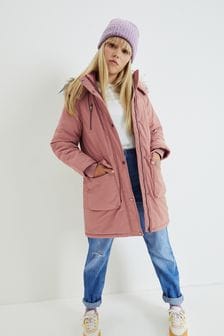 Pink Shower Resistant Faux Fur Trim Parka Coat (3-16yrs) (T41150) | £44 - £54