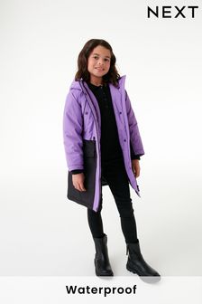 Purple Colourblock Waterproof Longline Coat (3-16yrs) (T41219) | £38 - £48