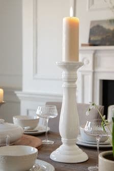 White White Ceramic Pillar Candle Holder
