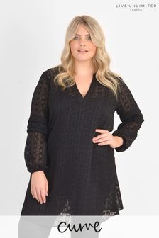 Live Unlimited Curve Black Chiffon Embroidered Tunic