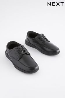 Black Wide Fit (G) School Leather Lace-Up Shoes (T41947) | £32 - £42