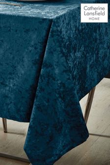 Catherine Lansfield Teal Blue Crushed Velvet Table Cloth
