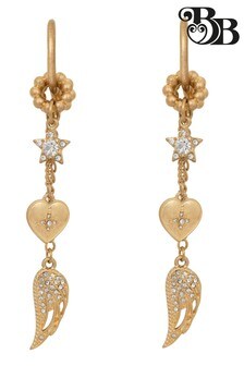 Bibi Bijoux Gold Tone "My heart belongs to you" Multi Charm Earrings