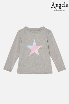 Angels by Accessorize Grey Long Sleeve Star T-Shirt with Recycled Polyester