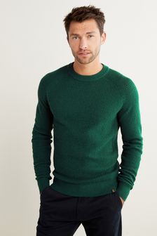 Green Crew Neck Textured Knitted Jumper (T43677) | £26