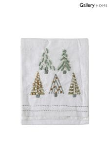 Gallery Home White Embroidered Christmas Trees Table Runner 2.5 Metres