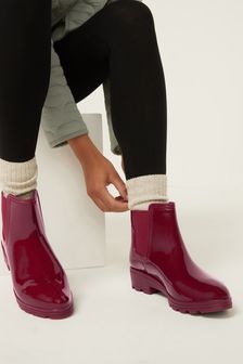 Burgundy Red Chelsea Ankle Wellington Boots (T44126) | £26