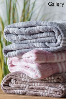 Gallery Direct Pink Checked Rolled Fleece Throw