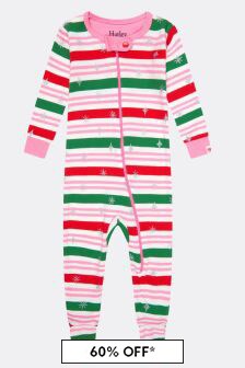Hatley Kids & Baby Baby Girls Pink Cotton Candy Stripe Sleepsuit