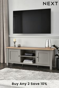 Dove Grey Malvern Oak Effect Wide TV Stand (T45555) | £299