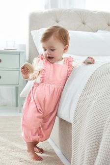 Pink Frill Baby 2 Piece Cord Dungarees And Bodysuit Set (0mths-2yrs) (T46189) | £22 - £24