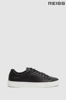 Reiss Black Finley Leather Trainers (T46540) | £128