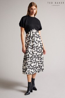 Ted Baker Gwiana Black Ponte Top With Midi Skirt Dress