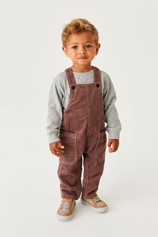Taupe Brown Jumbo Cord Lined Dungarees (3mths-7yrs) (T46864) | £20 - £24