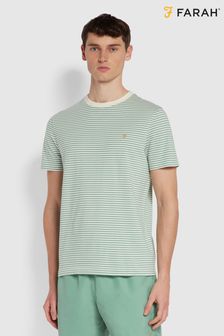 Farah Mens Cream/Green Stripe Daytona Short Sleeve T-Shirt
