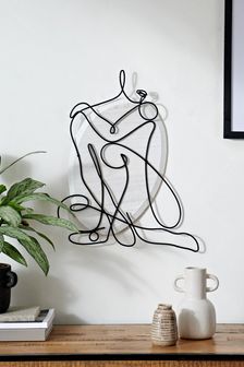 Monochrome Wire Figure Wall Art