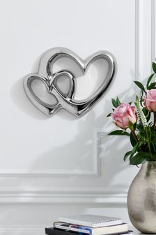 Silver Small Love Hearts Wall Art