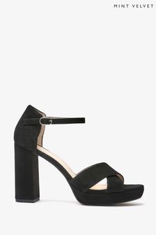 Mint Velvet Boo Black Suede Heel Sandals (T47597) | £129