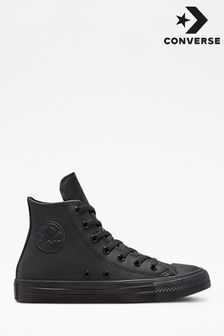 Converse Youth Leather High Top Black Trainers (T47799) | £50