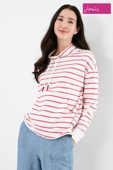 Joules Pink Harlton Stripe Funnel Neck Sweatshirt