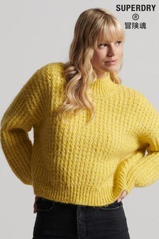 Superdry Yellow Vintage Brushed Textured Knit Jumper
