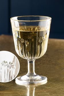 Clear Star Embossed Set of 4 Wine Glasses (T49466) | £22