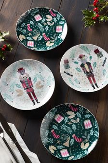 Set of 4 Nutcracker Christmas Side Plates