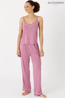 Accessorize Pink Jersey Vest Piping Pyjama Set