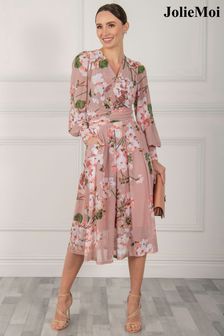 Jolie Moi Jasmine Pink Long Sleeve Mesh Dress (T49999) | £89