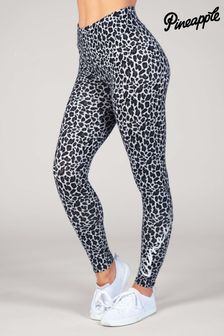 Pineapple Grey Leopard All Over Print Leggings