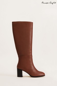 Phase Eight Brown Jordan Tan Leather Long Knee Boots