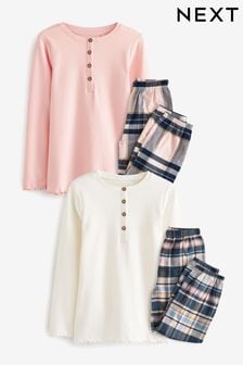Pink/White Atelier-lumieresShops Woven Jogger Pyjamas 2 Pack (3-16yrs) (T50710) | £28 - £38