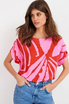 Pink Large Abstract Floral Boxy T-Shirt (T50880) | £22