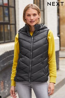 Black Short Quilted Padded Gilet With DuPont Sorona® Insulation (T50917) | £46