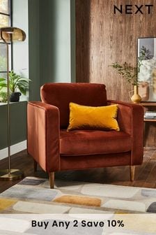 Soft Velvet Rust Brown Houghton Slim Arm Chair (T51971) | £399