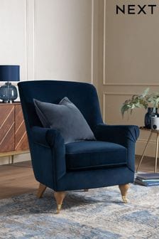 Soft Velvet Navy Blue Ashford Accent Chair (T51973) | £475