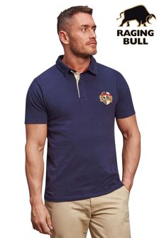 Raging Bull Blue Short Sleeve Signature Rugby Shirt