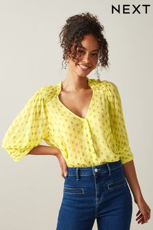 Lime Green Sparkle Pintuck Blouse (T53802) | £34