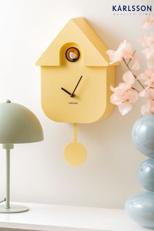 Karlsson Yellow Modern Cuckoo ABS Wall Clock