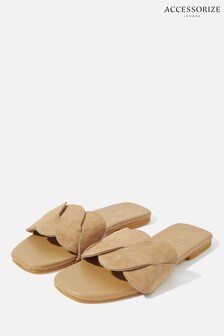 Accessorize Tan Brown Twisted Leather Sandals