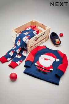 Navy Blue Santa Christmas Pyjamas (9mths-16yrs) (T55379) | £13 - £18