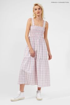 French Connection Pink Yaki Check Strappy Sun Dress
