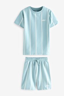 Mint Green Vertical Stripe T-Shirt And Shorts Set (3-16yrs) (T56248) | £16 - £24