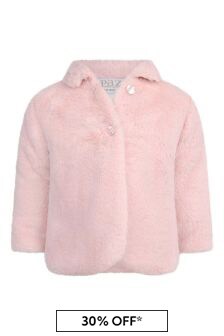 Paz Rodriguez Baby Girls Light Faux Fur Coat in Pink